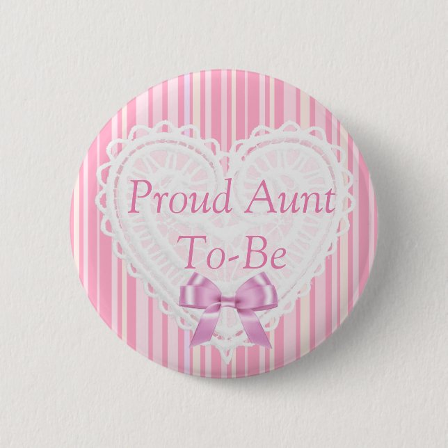 Knappen rosa Stripe Shabby chic Baby Shower Knapp (Framsida)