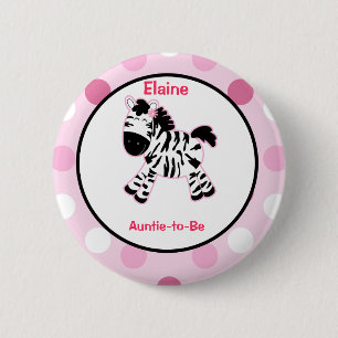 Knappen rosa Zebra Customized namn bricka Knapp