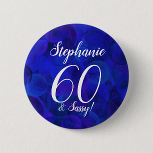 Knappen royal Blue 60 och Sassy-Födelsedagsfest Knapp