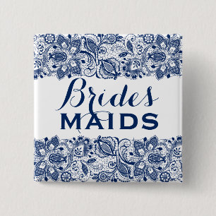 Knappen royal Blue & White Snöre Bridesmaids 2 Knapp