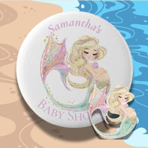 Knappen sjöjungfru Baby Shower White Mor to be Knapp