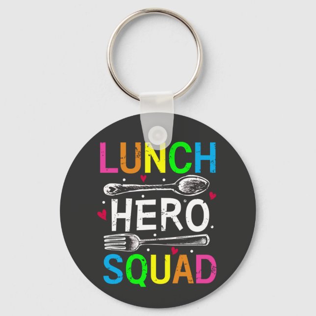 Knappen Skollunch Hero Squad Cafeteria Workers Nyckelring (Framsida)