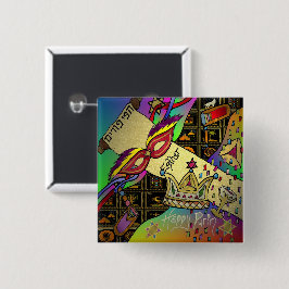 Knappen Skriv ut fyrkant i Purim Esther Firande Knapp