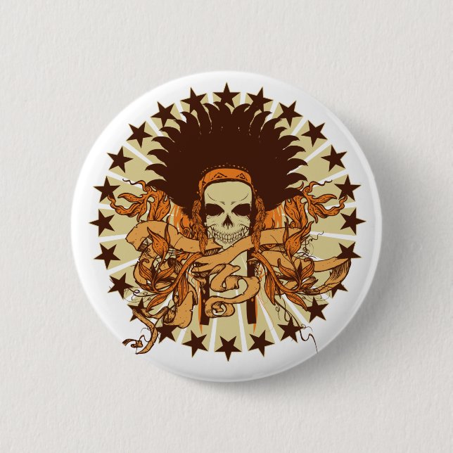 Knappen Skull Headdress 2 Knapp (Framsida)
