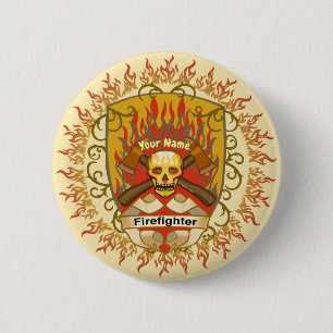 Knappen Skull Shield Firefighter Knapp