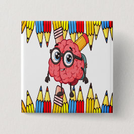 Knappen Smart hjärna-stift - Cute Back to school-b Knapp