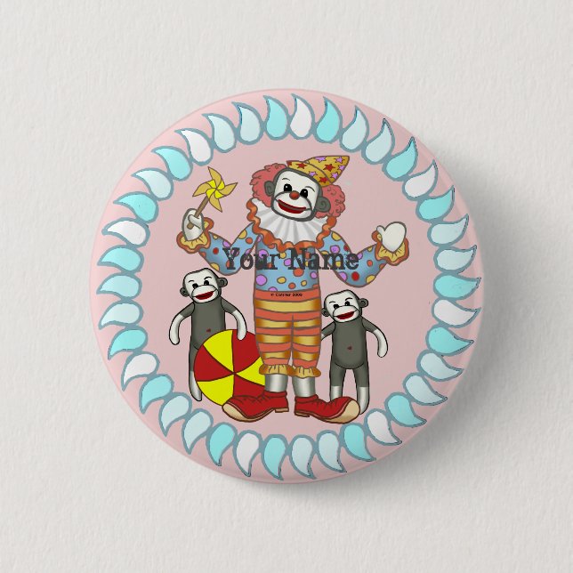 Knappen sock monkey Clown pin Knapp (Framsida)