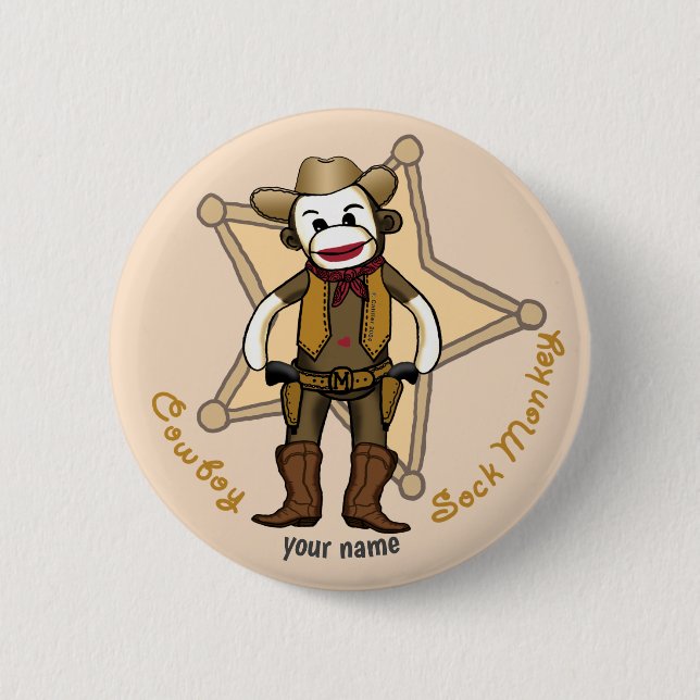 Knappen sock monkey Cowboystift Knapp (Framsida)
