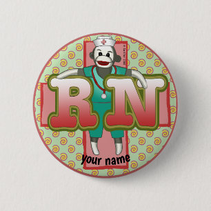 Knappen sock monkey RN Nurse pin Knapp