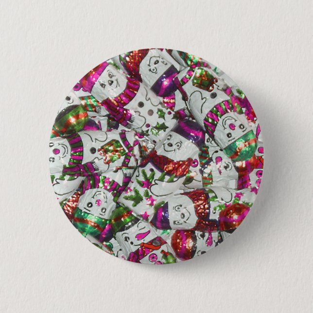 Knappen Söta Snögubbars Rosa Knapp (Framsida)