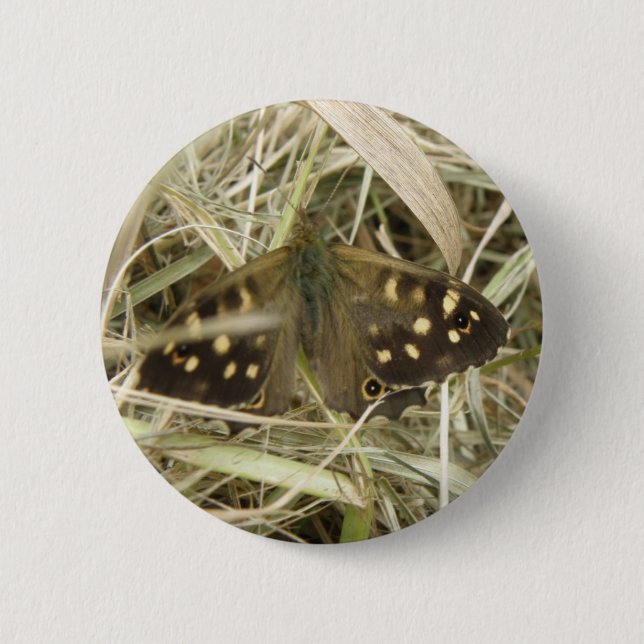 Knappen Specklad Wood Butterfly Knapp (Framsida)