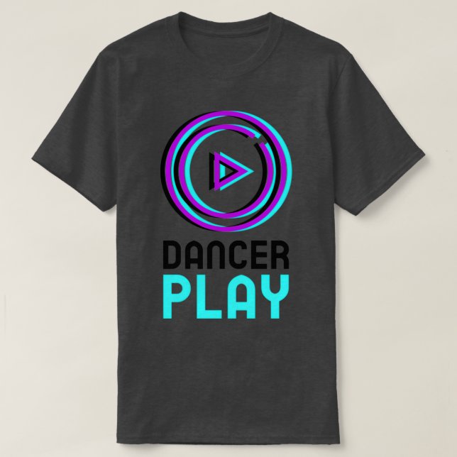 Knappen Spela upp lila blå svart roligt desi T Shirt (Design framsida)