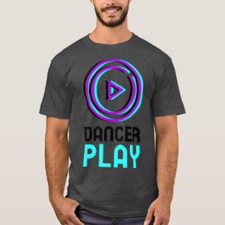 Knappen Spela upp lila blå svart roligt desi T Shirt