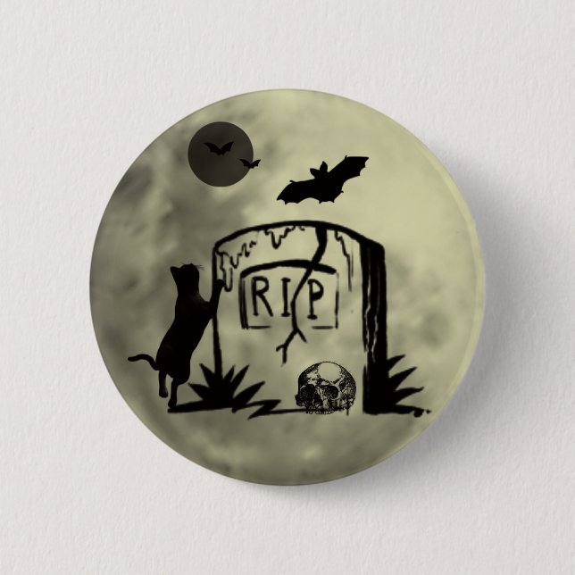 Knappen Spelande svart katt Knapp (Framsida)