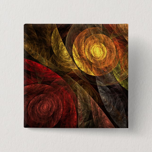 Knappen Spiral of Life Abstrakt Art (fyrkantig) Knapp (Framsida)