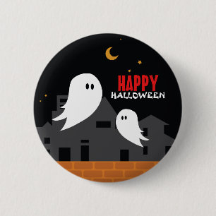 Knappen Spooky spökstad halloween tecknad Knapp