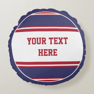 Knappen Sports Sripes USA / England + din text Rund Kudde
