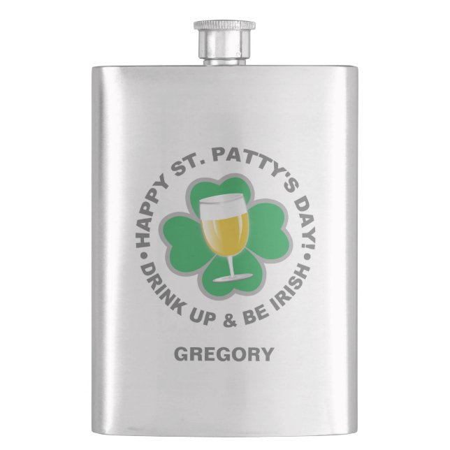 Knappen St. Patrick's Day med eget namn Fickplunta (Framsidan)