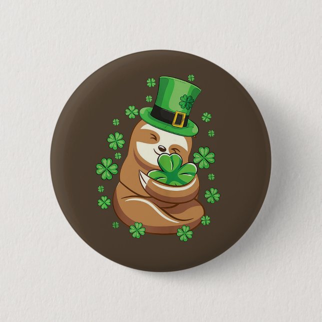Knappen St. Patrick's Day Sloth Knapp (Framsida)