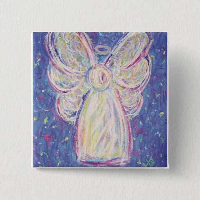 Knappen Starry Night Angel (fyrkantig) Knapp (Framsida)