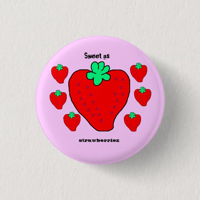 Knappen Sweet As Strawberriez pastel pixel art min Knapp (Framsida)