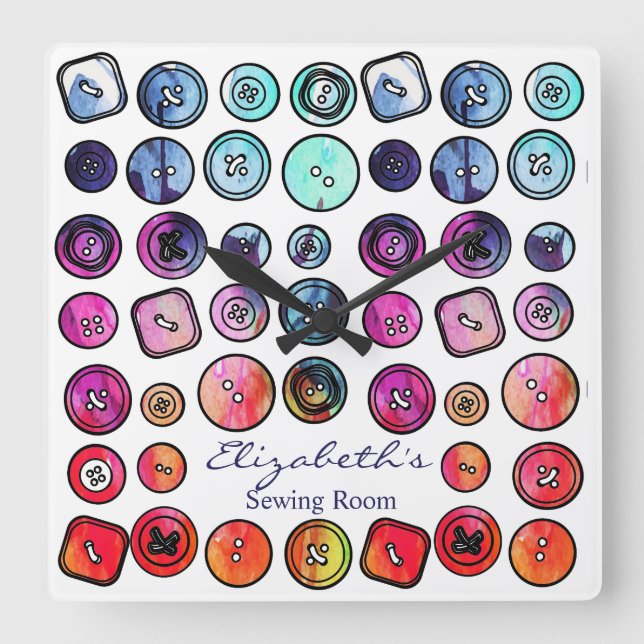 Knappen Syningsrum Fyrkantig Klocka (Framsida)