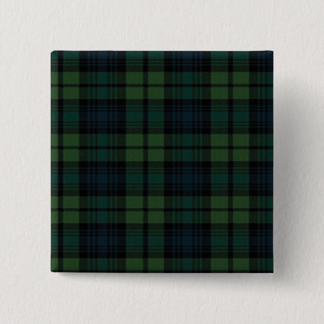 Knappen Tartan Fabric Square Knapp (Framsida)