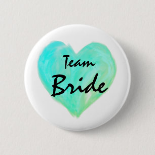 Knappen Teal Beach Team Bride Abstrakt Paint Kärle Knapp