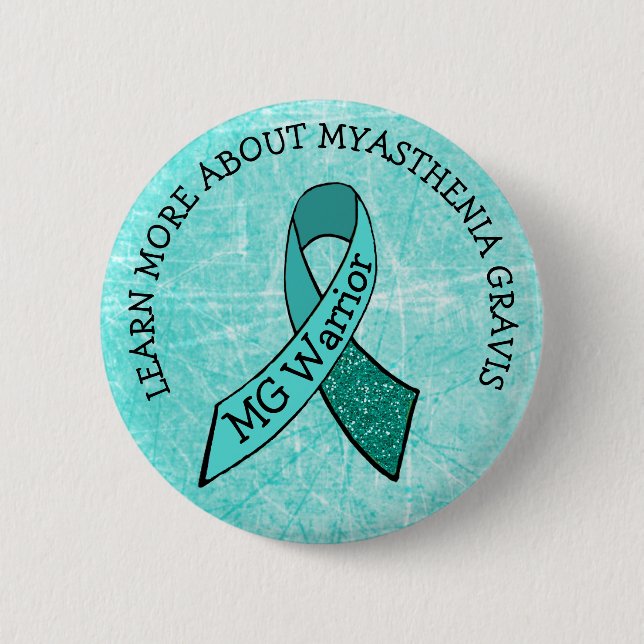 Knappen Teal MG Warrior Awareness Ribbon Knapp (Framsida)