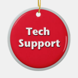 Knappen Tech Support Red Panic Julgransprydnad Keramik