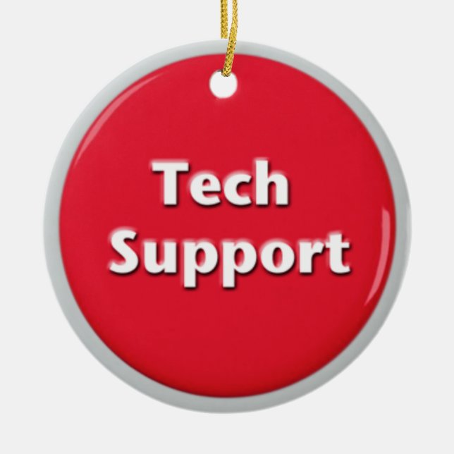 Knappen Tech Support Red Panic Julgransprydnad Keramik (Framsidan)