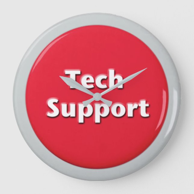 Knappen Tech Support Red Panic Stor Klocka (Framsida)