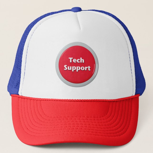 Knappen Tech Support Red Panic Truckerkeps (Framsida)