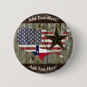 Knappen Texas Lone Star Statlig flagga Karta Knapp