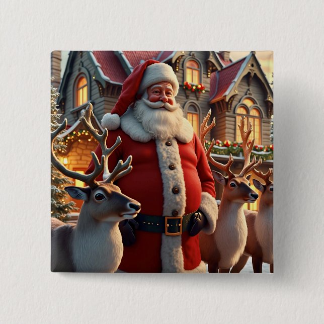 Knappen Tomt och Reindeer Square Knapp (Framsida)