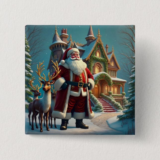 Knappen Tomt och Reindeer Square Knapp (Framsida)