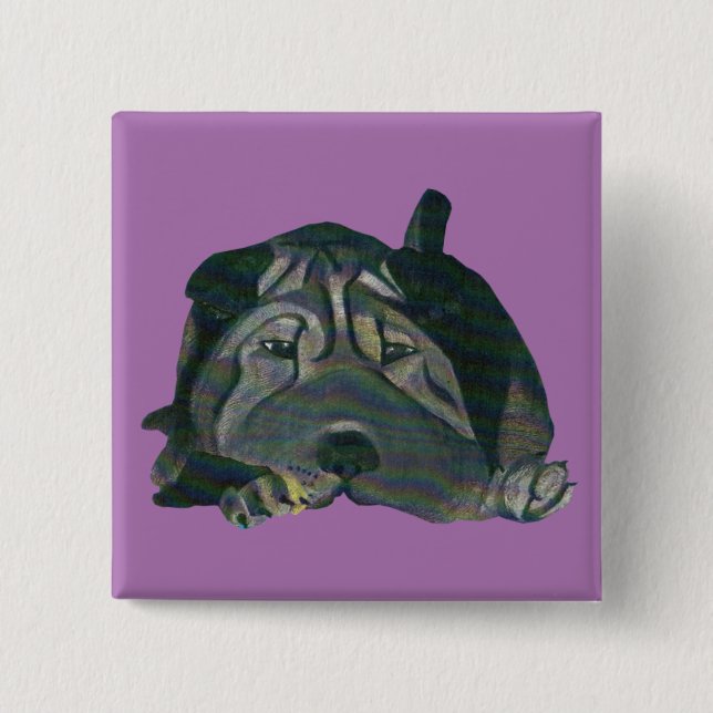 Knappen toppen Adsible Chinese Shar Pei Knapp (Framsida)