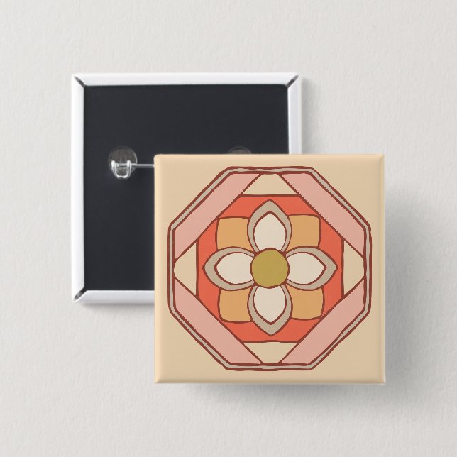 Knappen Traditionell koreansk konst Mönster Knapp (Framsida & baksida)