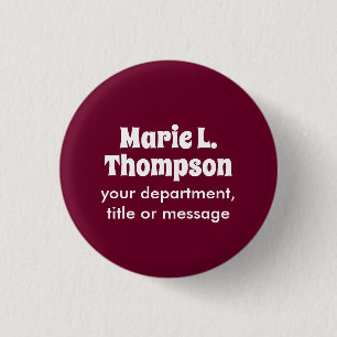 Knappen Trend Färg Mörk Burgundy Namn & Text Knapp