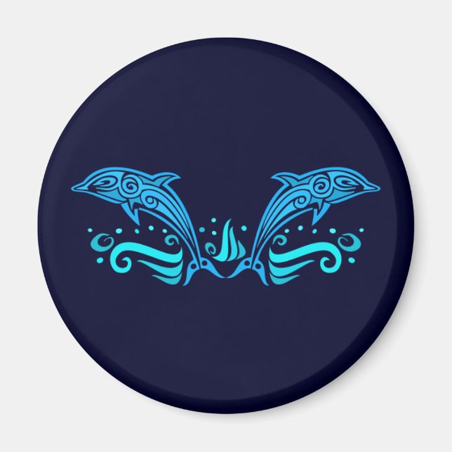 Knappen Tribal Dolphins Magnet (Framsidan)