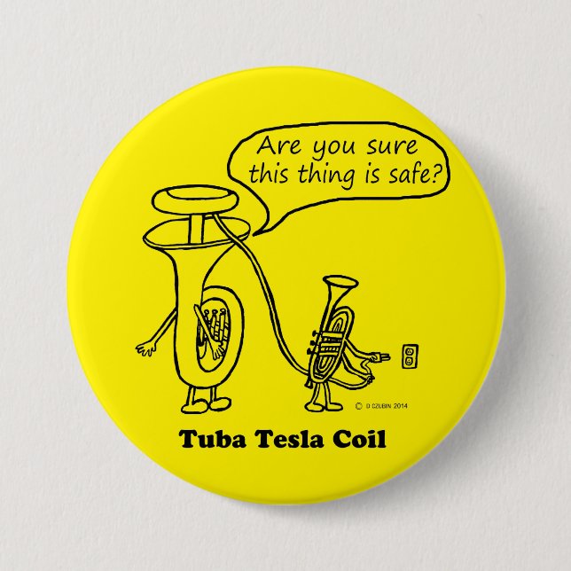 Knappen Tuba Tesla Coil Pinback Knapp (Framsida)