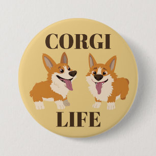 Knappen Två Cute Corgi Hundar Knapp