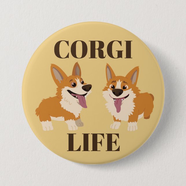 Knappen Två Cute Corgi Hundar Knapp (Framsida)