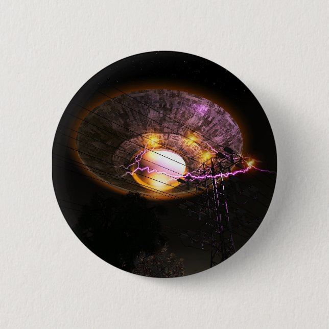 Knappen UFO over Powerlines Knapp (Framsida)