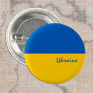 Knappen Ukraina, patriotisk ukrainsk Flagga mode Knapp