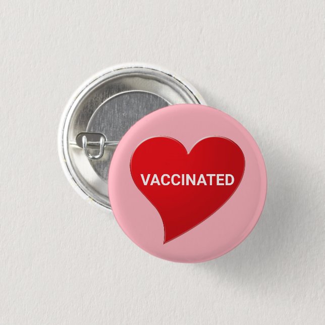 Knappen Vaccinerad, röd hjärtats rosa Knapp (Framsida & baksida)