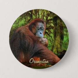 Knappen vild Orangutan och Jungle Primate Art Knapp