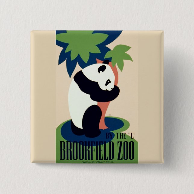Knappen vintage "Brookfield Zoo" Knapp (Framsida)