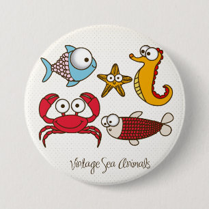 Knappen vintage Sea Animals Knapp