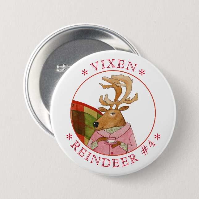 Knappen VIXEN REINDEER Round Pin Knapp (Framsida & baksida)